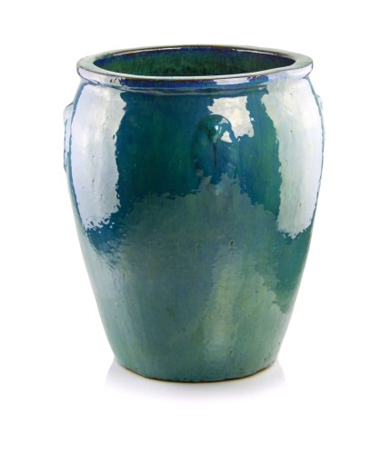  Donica z ceramiki szkliwionej , Ogrodowe szkliwione, 75.442.79, kolor turkusowy