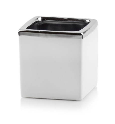  Osłonka doniczkowa z ceramiki szkliwionej , Moon, 31.110.18, kolor biały, srebrny