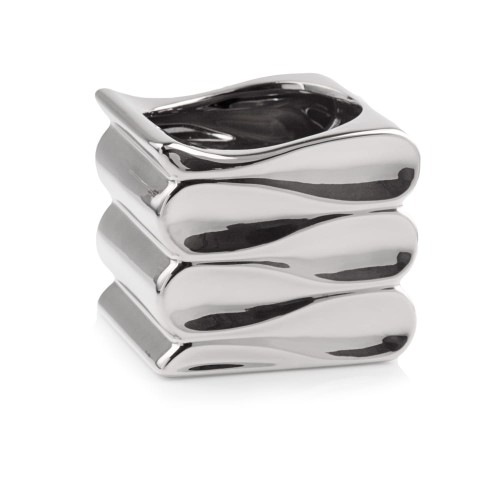  Osłonka doniczkowa z ceramiki szkliwionej , Moon, 31.091.15, kolor srebrny (lustrzany)