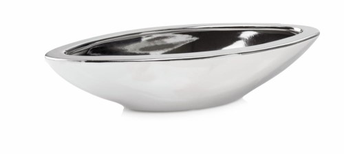 Osłonka doniczkowa z ceramiki szkliwionej, Moon, 31.046.07, kolor srebrny (lustrzany)