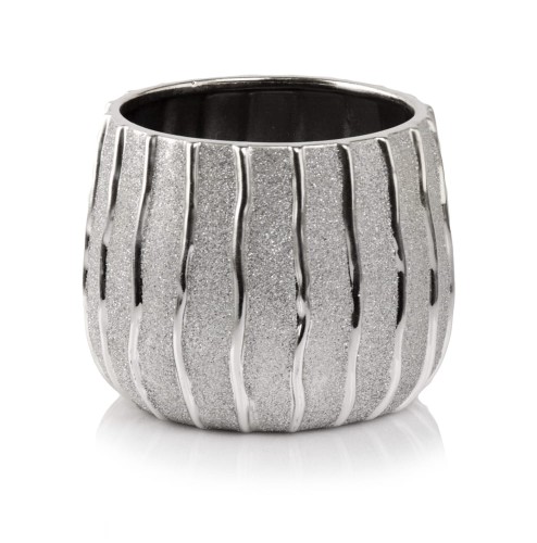  Osłonka doniczkowa z ceramiki szkliwionej  16cm-13h , Moon, 05.294.16, kolor srebrny