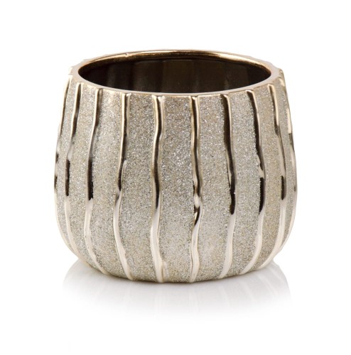  Osłonka doniczkowa z ceramiki szkliwionej  16cm-13h , Moon, 05.295.16, kolor złoty