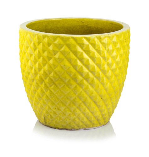  Donica z ceramiki szkliwionej , Ogrodowe szkliwione, 28.053.24, kolor żółty