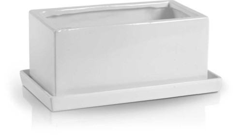  Donica z ceramiki szkliwionej , Barcelona, 16.042.25, kolor biały