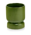 Osłonka doniczkowa z ceramiki szkliwionej  13cm-15h , Barcelona, 03.108.13, kolor zielony ciemny - 1