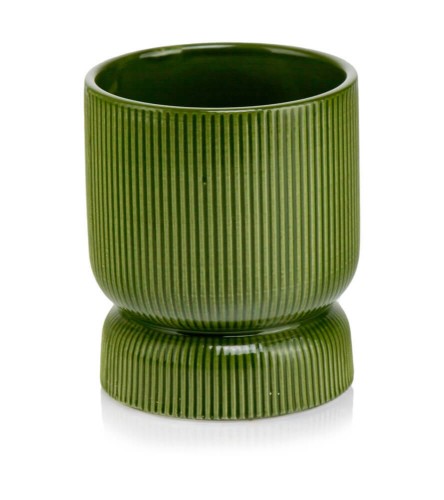  Osłonka doniczkowa z ceramiki szkliwionej  13cm-15h , Barcelona, 03.108.13, kolor zielony ciemny