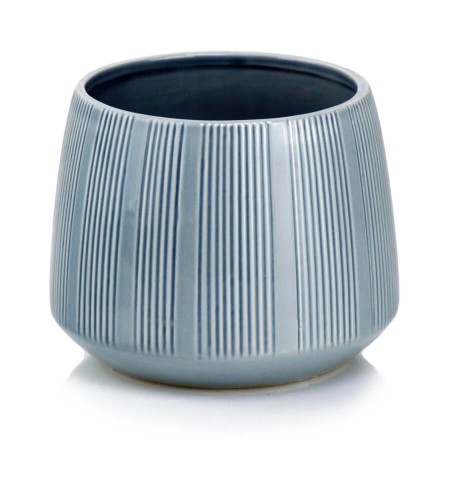 Osłonka doniczkowa z ceramiki szkliwionej, Barcelona, 05.391.16, kolor niebieski