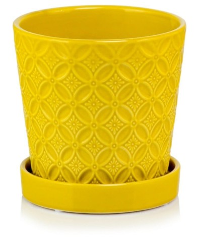  Donica z ceramiki szkliwionej 15cm-15h , Déco, 15.018.15, kolor żółty