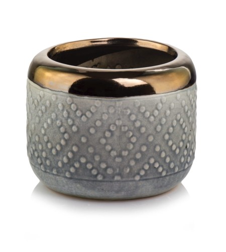  Osłonka doniczkowa z ceramiki szkliwionej , Vintage, 44.013.16, kolor szary, złoty