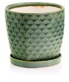  Osłonka doniczkowa z ceramiki szkliwionej , Vintage, 45.007.12, kolor ciemny zielony - 1