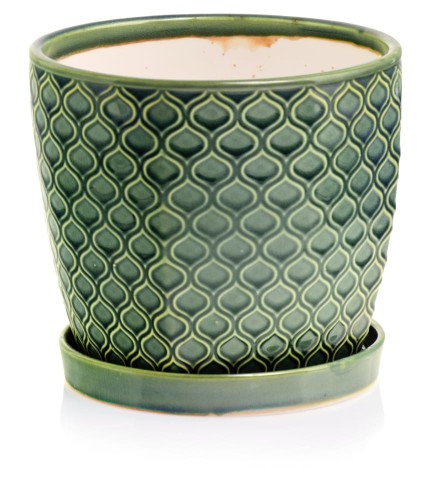  Osłonka doniczkowa z ceramiki szkliwionej , Vintage, 45.007.12, kolor ciemny zielony