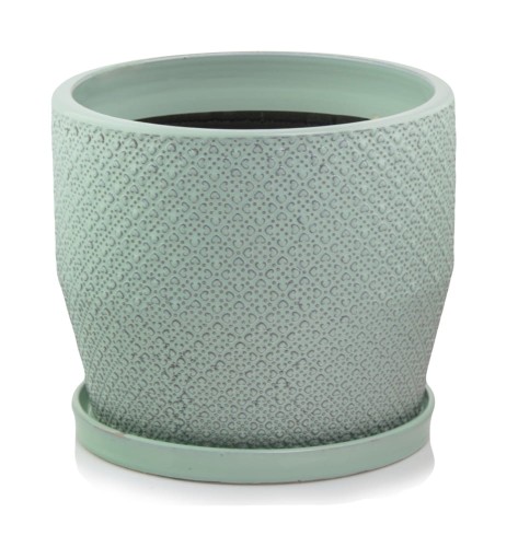  Osłonka doniczkowa z ceramiki szkliwionej , Vintage, 45.010.19, kolor miętowy