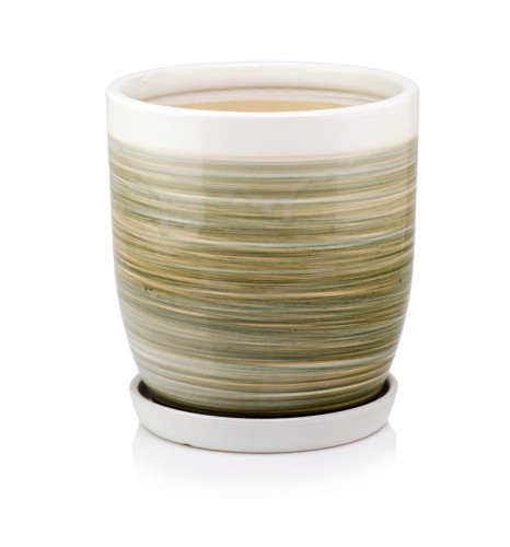  Donica z ceramiki szkliwionej , Mood, 01.521.26, kolor brązowy, oliwkowy, biały