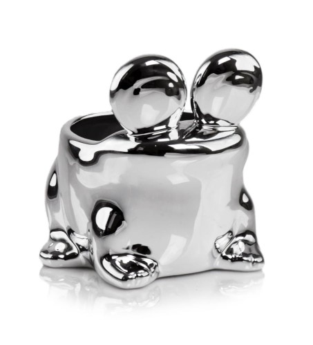  Osłonka doniczkowa z ceramiki szkliwionej , Moon, 02.722.18, kolor srebrny (lustrzany)