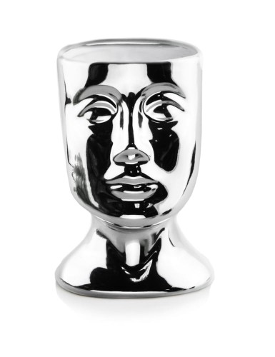  Osłonka doniczkowa z ceramiki szkliwionej , Moon, 04.096.18, kolor srebrny (lustrzany)