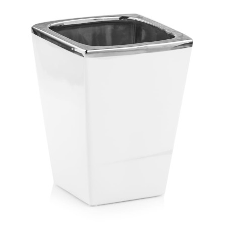  Osłonka doniczkowa z ceramiki szkliwionej , Moon, 31.041.18, kolor biały, srebrny