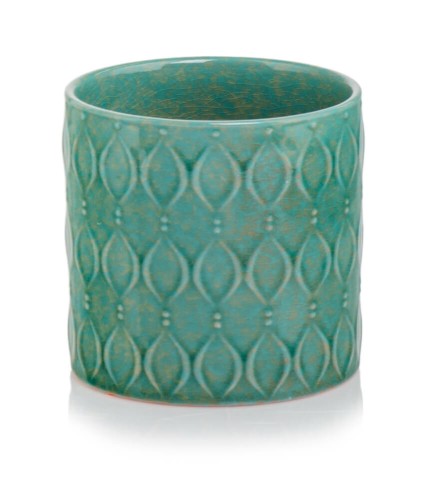  Osłonka doniczkowa z ceramiki szkliwionej , Vintage, 07.103.20 a, kolor turkusowy