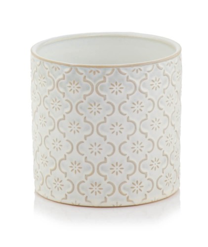  Osłonka doniczkowa z ceramiki szkliwionej , Vintage, 07.101.20 b, kolor kremowy