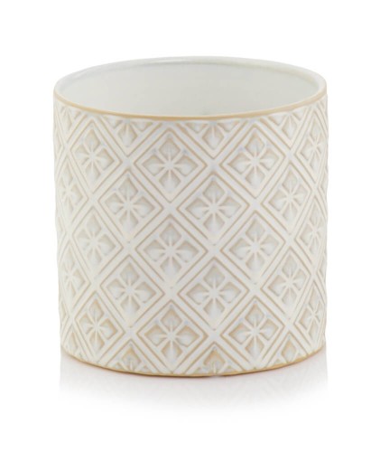  Osłonka doniczkowa z ceramiki szkliwionej , Vintage, 07.101.20 e, kolor kremowy