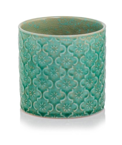  Osłonka doniczkowa z ceramiki szkliwionej , Vintage, 07.103.20 b, kolor turkusowy