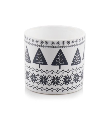  Osłonka doniczkowa ceramiczna  14cm-14h , Christmas, 35.069.14 a, kolor szary, biały, kremowy