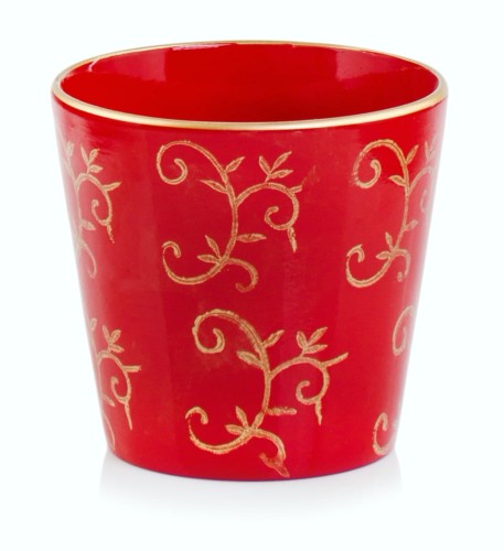 Osłonka doniczkowa z ceramiki nie szkliwionej, Christmas, 71.059.14, kolor czerwony