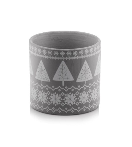  Osłonka doniczkowa ceramiczna  14cm-14h , Christmas, 35.069.14 b, kolor szary, biały, kremowy