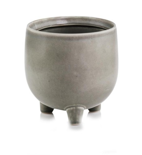  Osłonka doniczkowa z ceramiczna na nóżkach , Vintage, 05.242.14, kolor szary