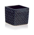  Osłonka doniczkowa z ceramiki szkliwionej  14cm-13h , Vintage, 07.130.14, kolor niebieski - 1