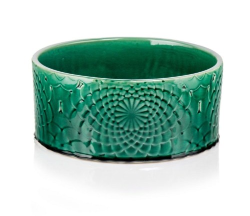  Osłonka doniczkowa z ceramiki szkliwionej  28cm-12h , Vintage, 07.137.28, kolor turkusowy