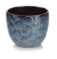 Osłonka doniczkowa z ceramiki szkliwionej  14cm-13h, Vintage, 05.397.14, kolor niebieski - 1