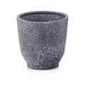  Osłonka doniczkowa z ceramiki nieszkliwionej  14cm-14h , Vintage, 05.347.14, kolor czarny (terrazzo) - 1