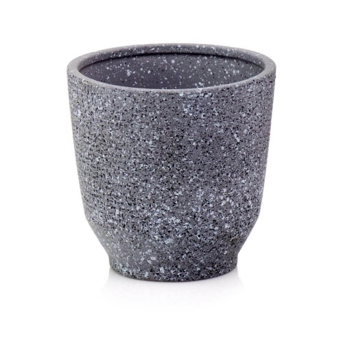  Osłonka doniczkowa z ceramiki nieszkliwionej  14cm-14h , Vintage, 05.347.14, kolor czarny (terrazzo)