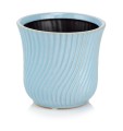 Osłonka doniczkowa z ceramiki szkliwionej  14cm-14h, Vintage, 10.106.14, kolor niebieski - 1