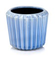 Osłonka doniczkowa z ceramiki szkliwionej  14cm-14h, Vintage, 10.109.15, kolor niebieski - 1