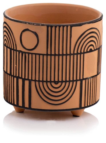   Zoriada negro   osłonka doniczkowa  , Domowe ogrody, 930.003.17, kolor terakota z czernią