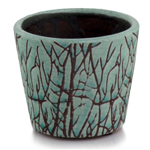   Basica lazur   osłonka doniczkowa  , Domowe ogrody, 918.017.14, kolor turkus z brązem