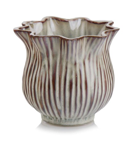   Rojava   osłonka doniczkowa  , Domowe ogrody, 929.013.15, kolor biel z brązem