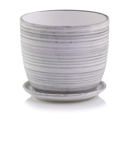  Donica ceramiczna z podstawkiem , Lisbon, 72.116.13, kolor biały (przecierany)