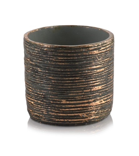  Donica ceramiczna 14cm-13h , Rustic, 05.195.14, kolor złoty (miedziany)