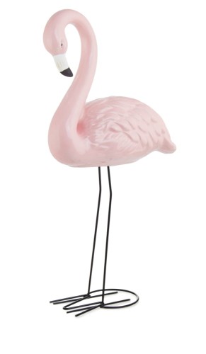  Figurka ceramiczna na metalowych nóżkach 21x11cm-55h , Vintage, 09.138.55, kolor różowy