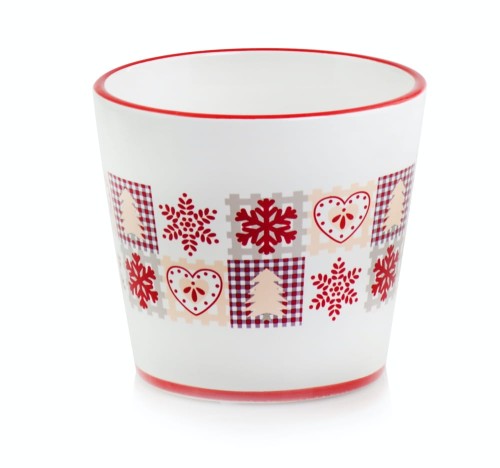  Donica ceramiczna 14cm-12h , Christmas, 39.064.14, kolor biały, czerwony