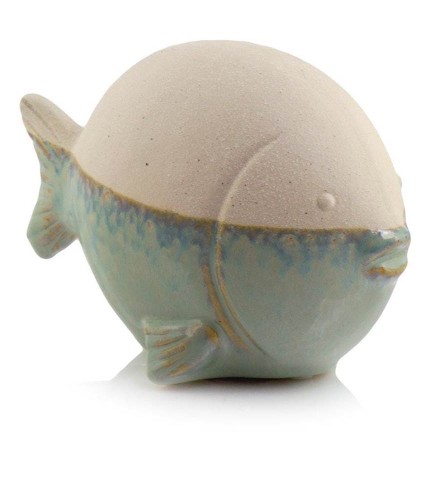   Benigno pez   figurka ceramiczna   19x10cm-13h , Dekoracje, 922.013.19, kolor krem z jasną zielenią